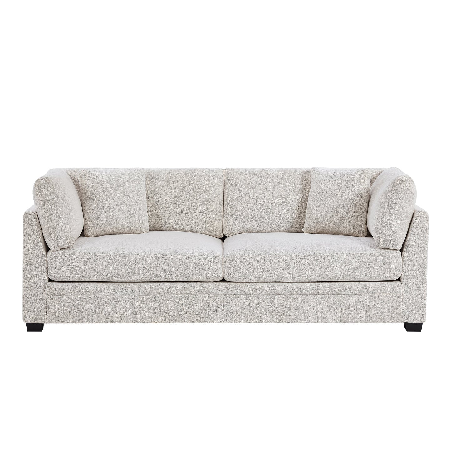 Compact Modern Flared Chenille Beige Sofa
