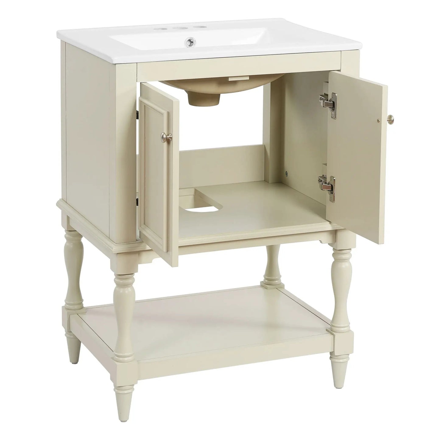 Modern Bathroom Vanity With Sink Open Shelf