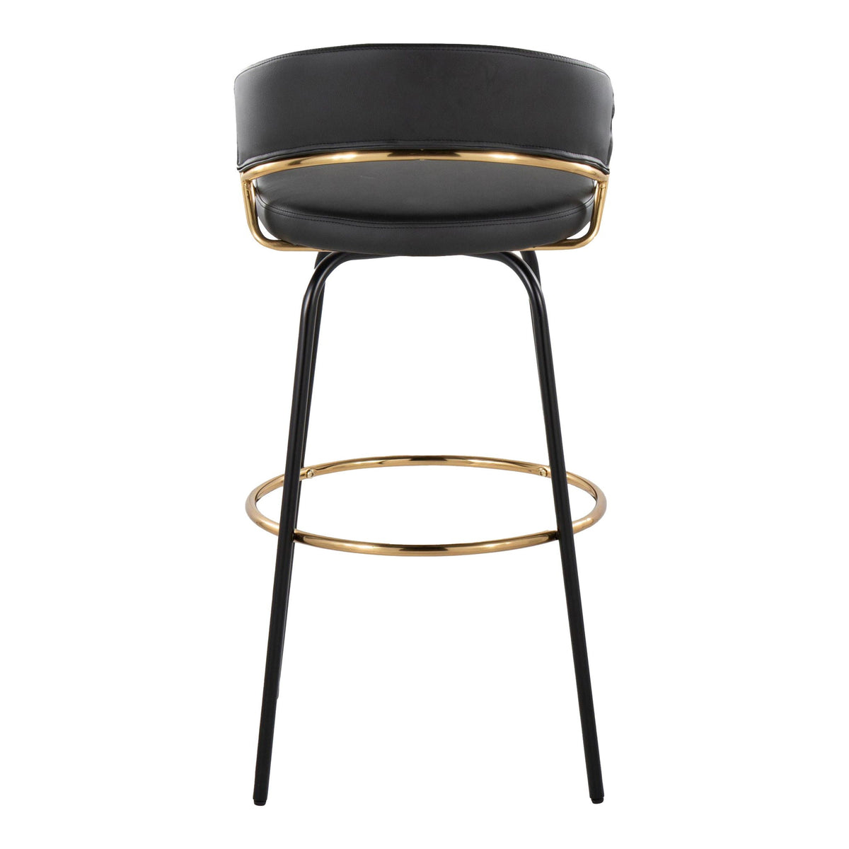 Barstool by HouseOfZazla, fixed-height contemporary black faux leather with gold-tone frame on Tampa Home & Garden Store