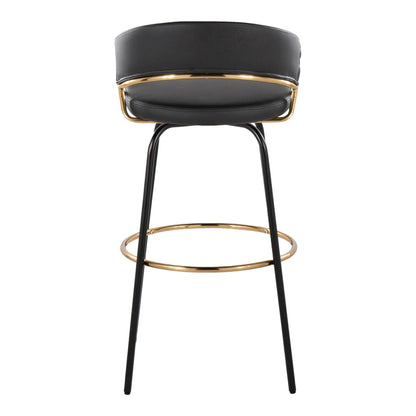 Barstool by HouseOfZazla, fixed-height contemporary black faux leather with gold-tone frame on Tampa Home & Garden Store