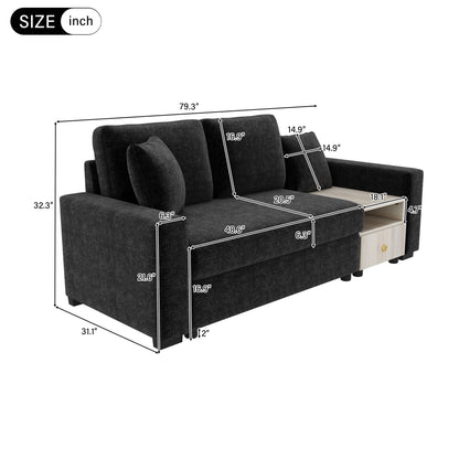 Modular sofa couch with storage armrest and center console in charcoal fabric, 79.3 inches wide on Tampa Home & Garden Store