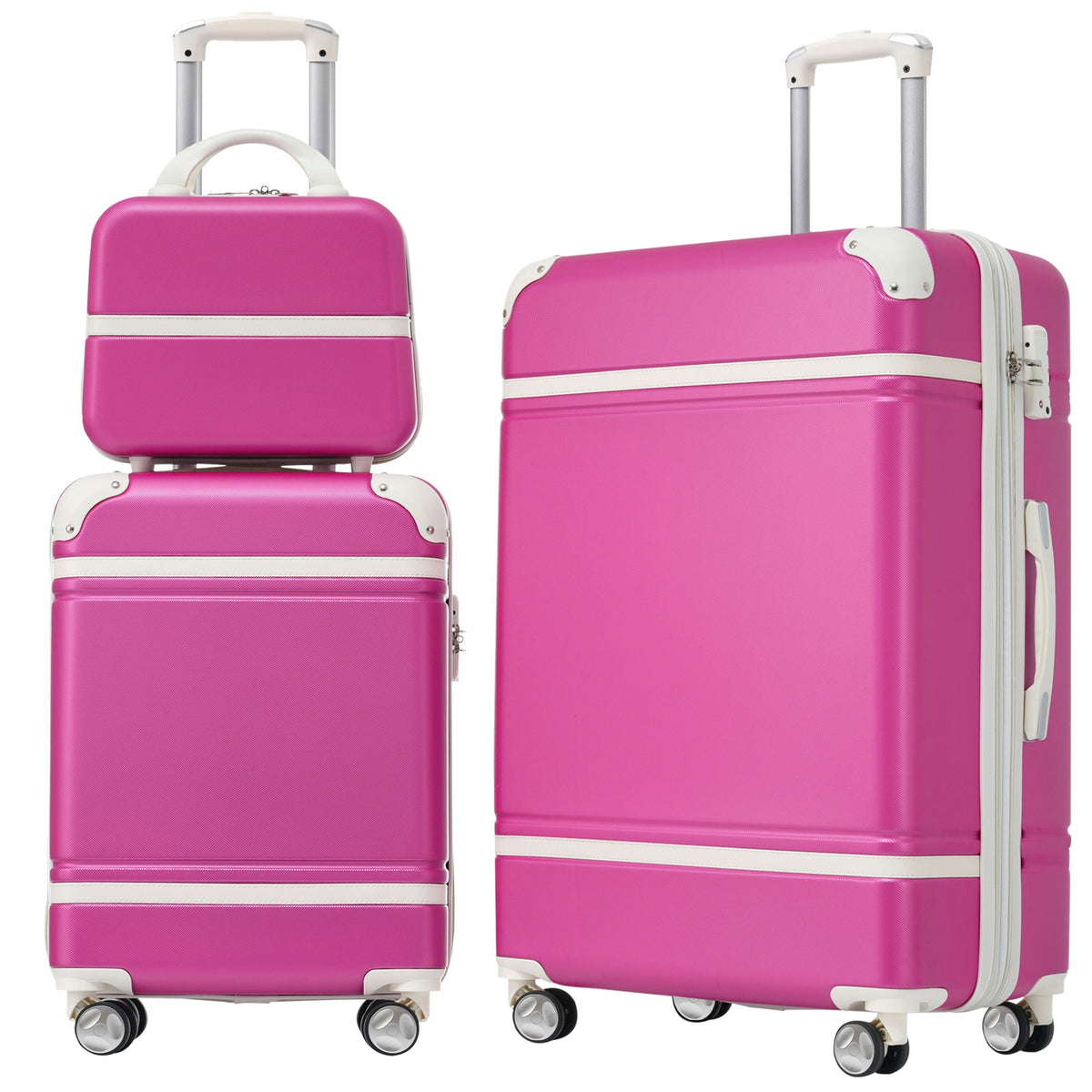 Hardshell luggage set HouseOfZazla pink 3-piece with 20in/24in suitcases and cosmetic case on Tampa Home & Garden Store