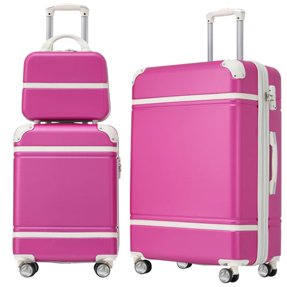Hardshell luggage set HouseOfZazla pink 3-piece with 20in/24in suitcases and cosmetic case on Tampa Home & Garden Store