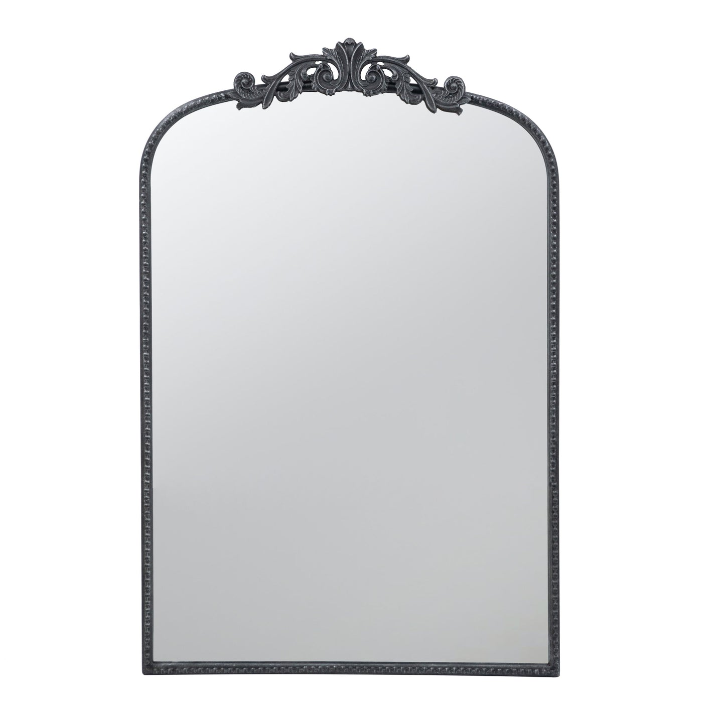 The Baroque Ébonisé Grand Wall Mirror by HouseOfZazla, ornate black beaded carved frame on Tampa Home & Garden Store