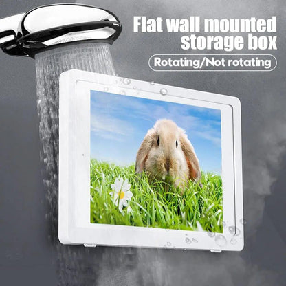 Swivel bathroom waterproof phone case holder shelving white wall-mounted flat storage box on Tampa Home & Garden Store