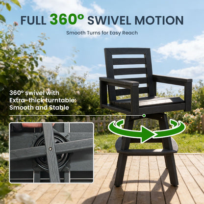 Outdoor Ladderback Swivel Chair and Thick Frame