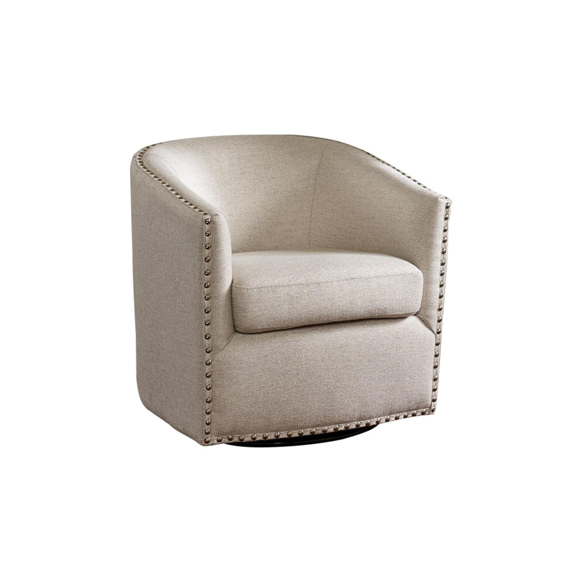 Luxurious Swivel Chair pearl silver with nailhead trim and 360 degree rotation on Tampa Home & Garden Store