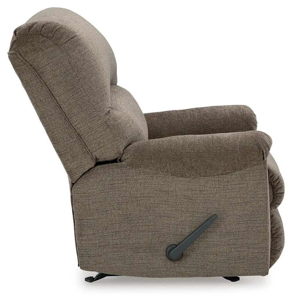 Stonemeade Rocker Recliner brown upholstered fabric with side lever on Tampa Home & Garden Store