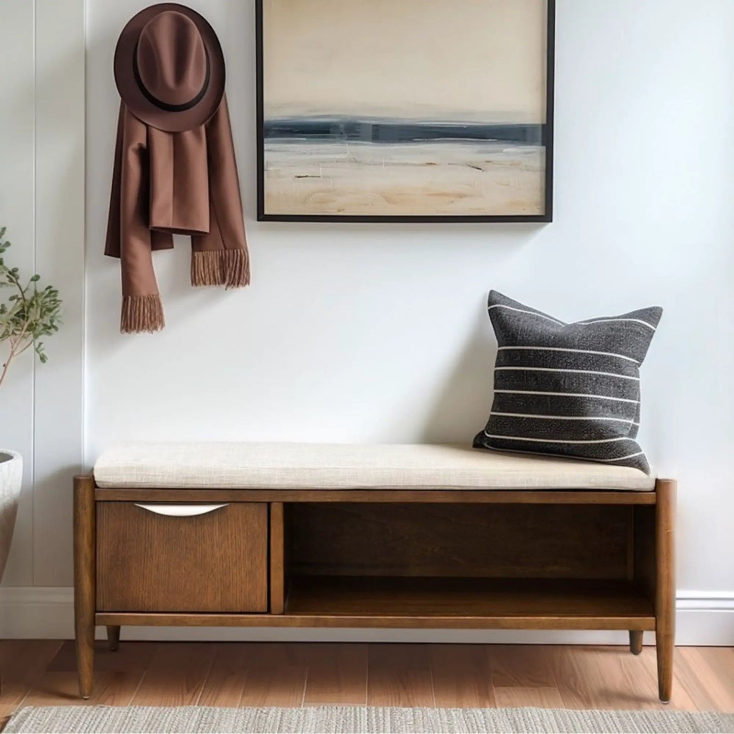 Accent Storage Bench With Upholstered Cushion