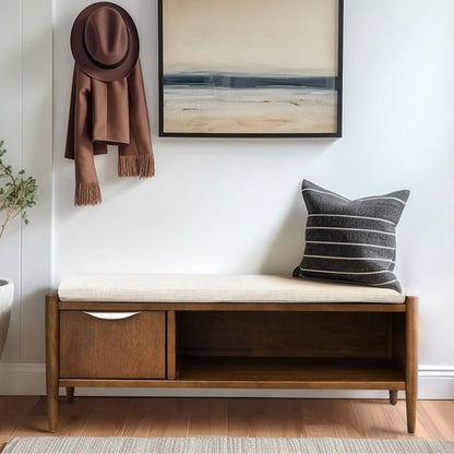 Accent Storage Bench With Upholstered Cushion