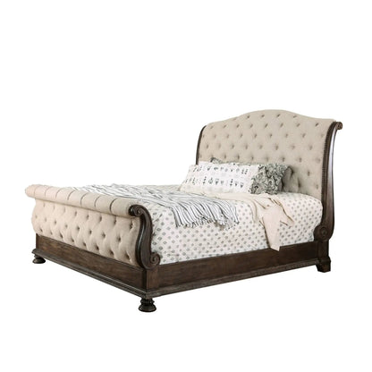 Bed With Button Tufted Headboard and Footboard