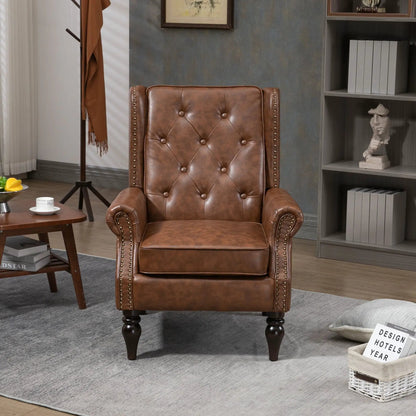Modern Accent Armchair with Sturdy Wood Legs