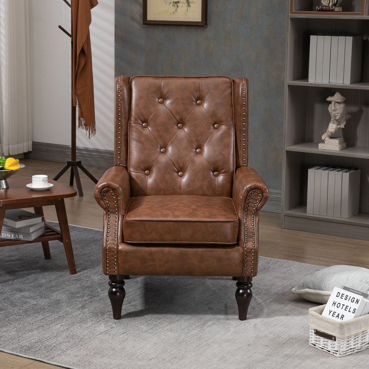 Comfortable and Modern Armchair With Wood Legs