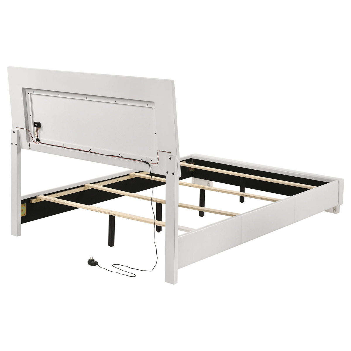 Felicity LED Panel Bed by HouseOfZazla, platform bed with built-in lighting at rear on Tampa Home & Garden Store