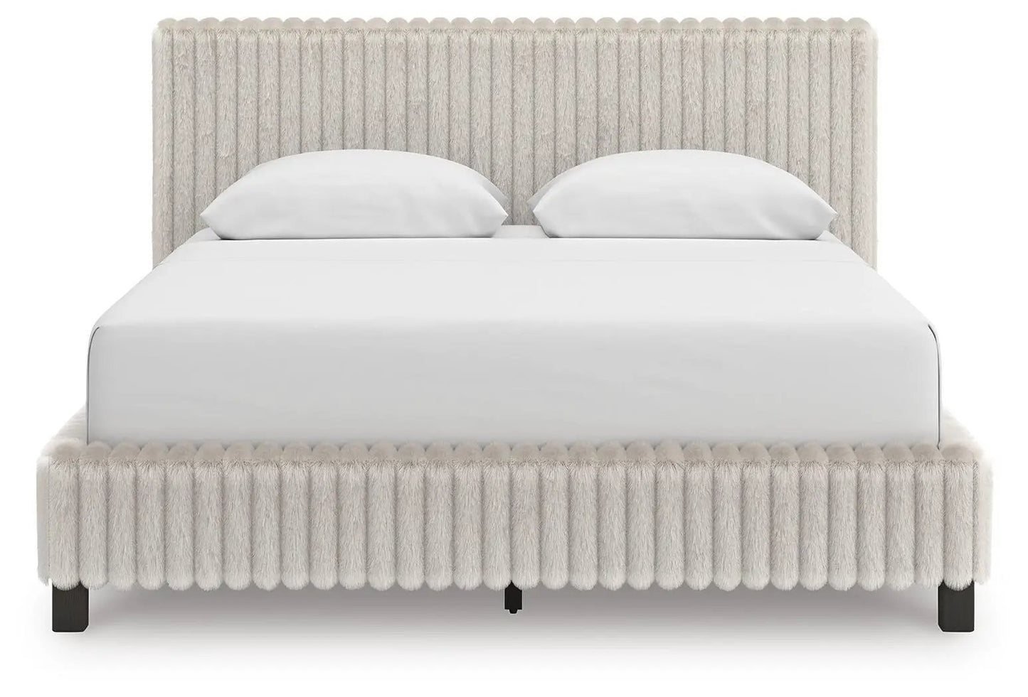 Zuraleus Upholstered Bed with cream fabric fringe base by Unique Piece Furniture on Tampa Home & Garden Store