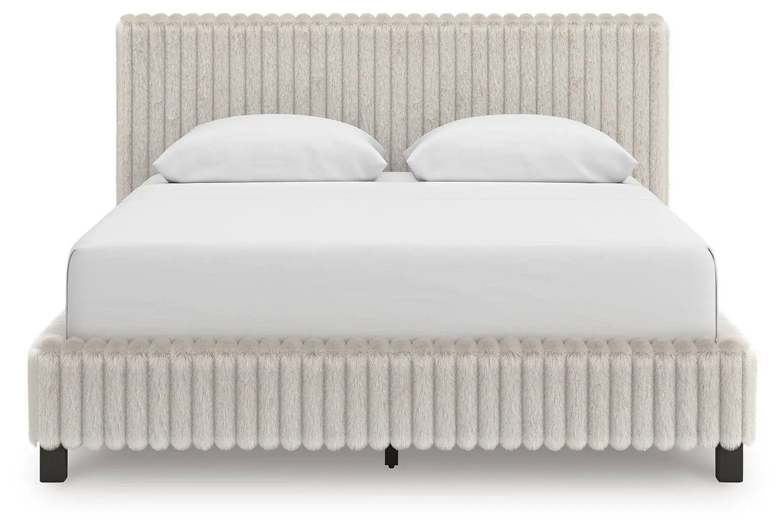 Zuraleus Upholstered Bed with cream fabric fringe base by Unique Piece Furniture on Tampa Home & Garden Store