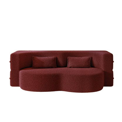 Modern Floor Sleeper Sofa Bed And Two Pillows