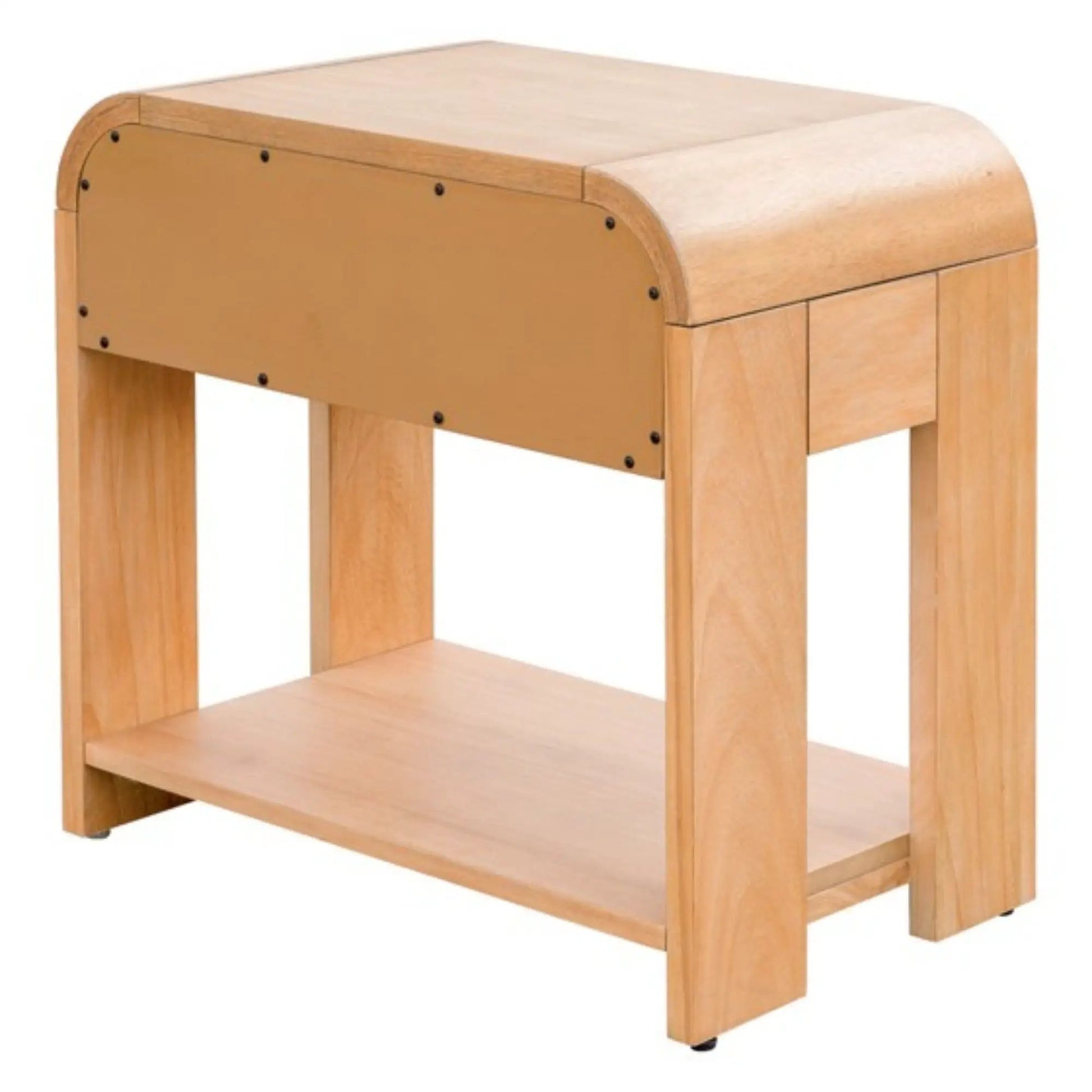 1-Drawer Waterfall Nightstand in natural oak with rounded edges mid-century design on Tampa Home & Garden Store