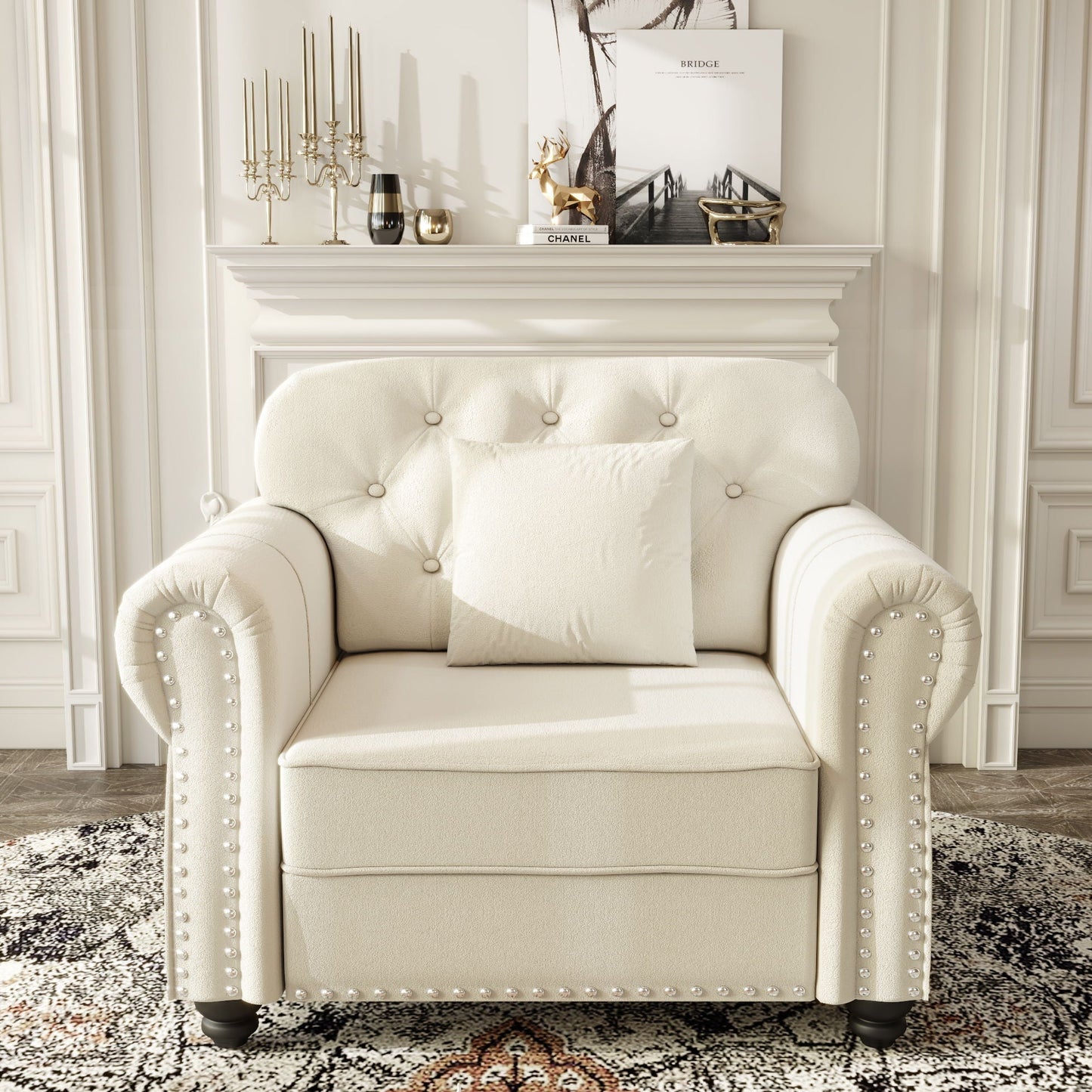 Upholstered Sofa with Nailhead and Rolled Arms