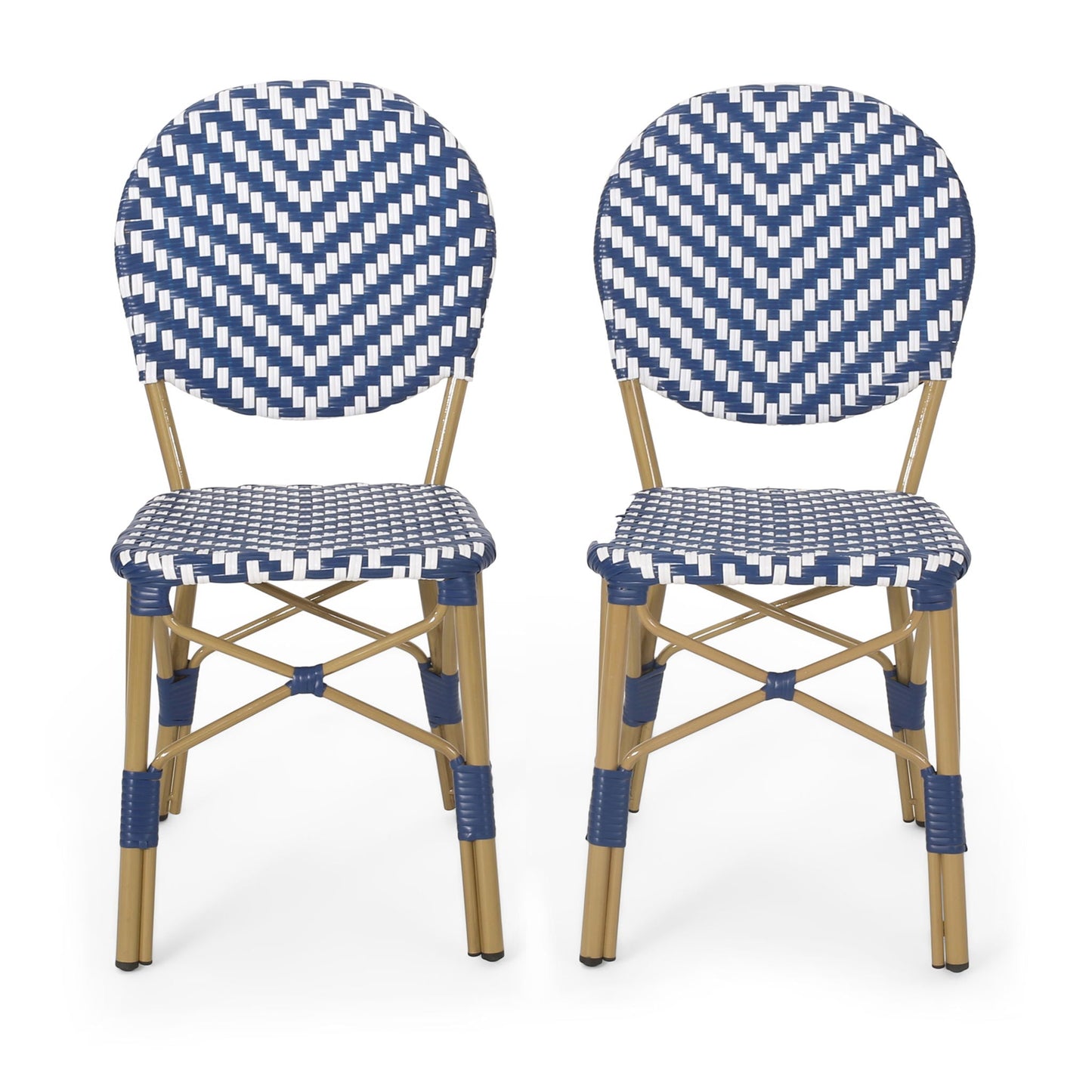 Navy Blue French Armless and Aluminum Chairs
