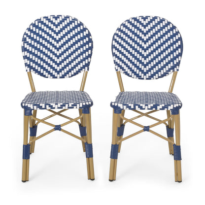 Navy Blue French Armless and Aluminum Chairs