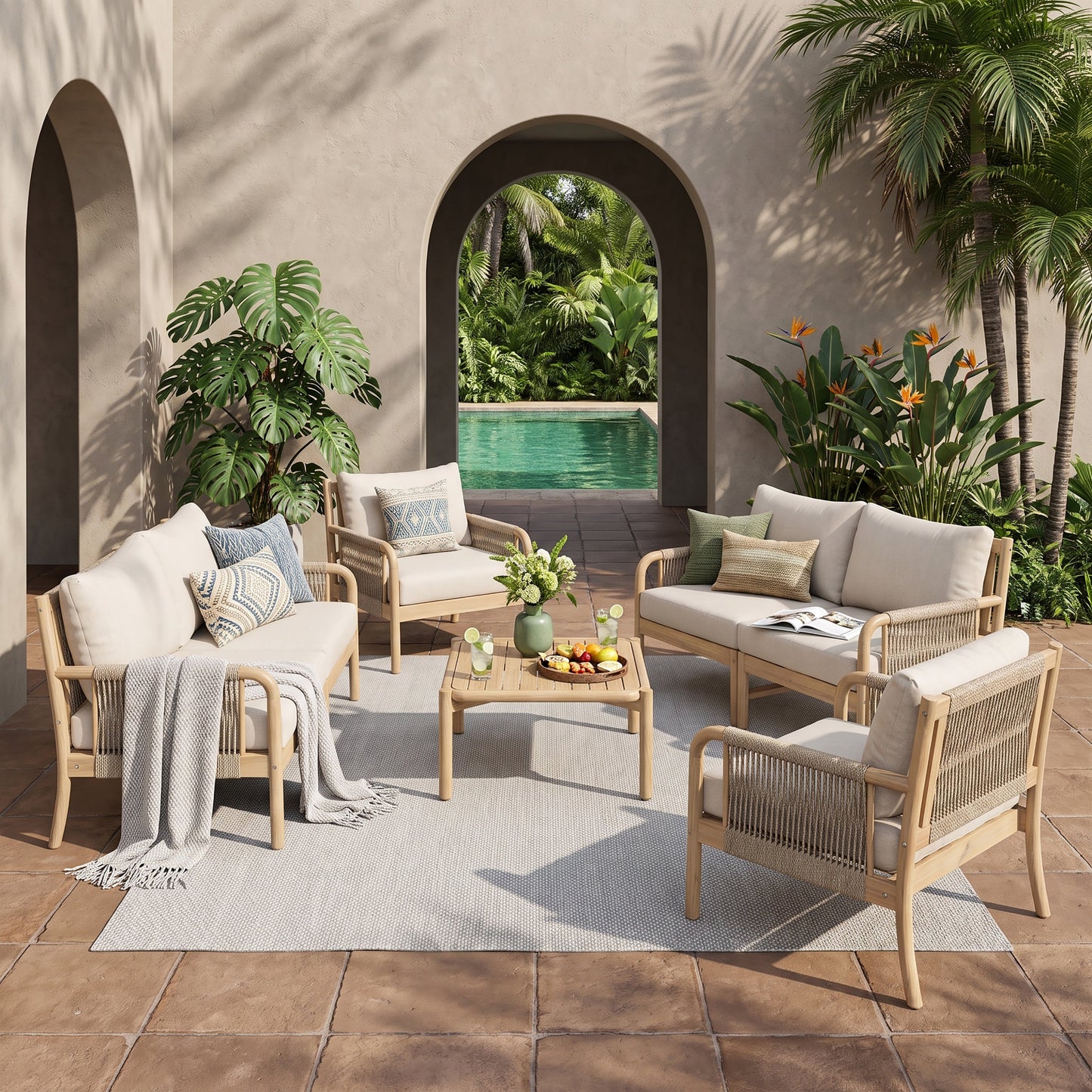 Casper Outdoor Sofa and Coffee Table Set