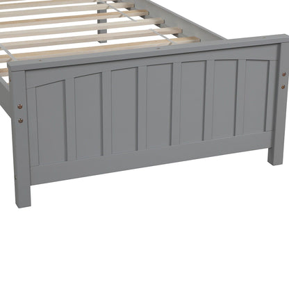 Wood Platform Bed with Headboard and Footboard