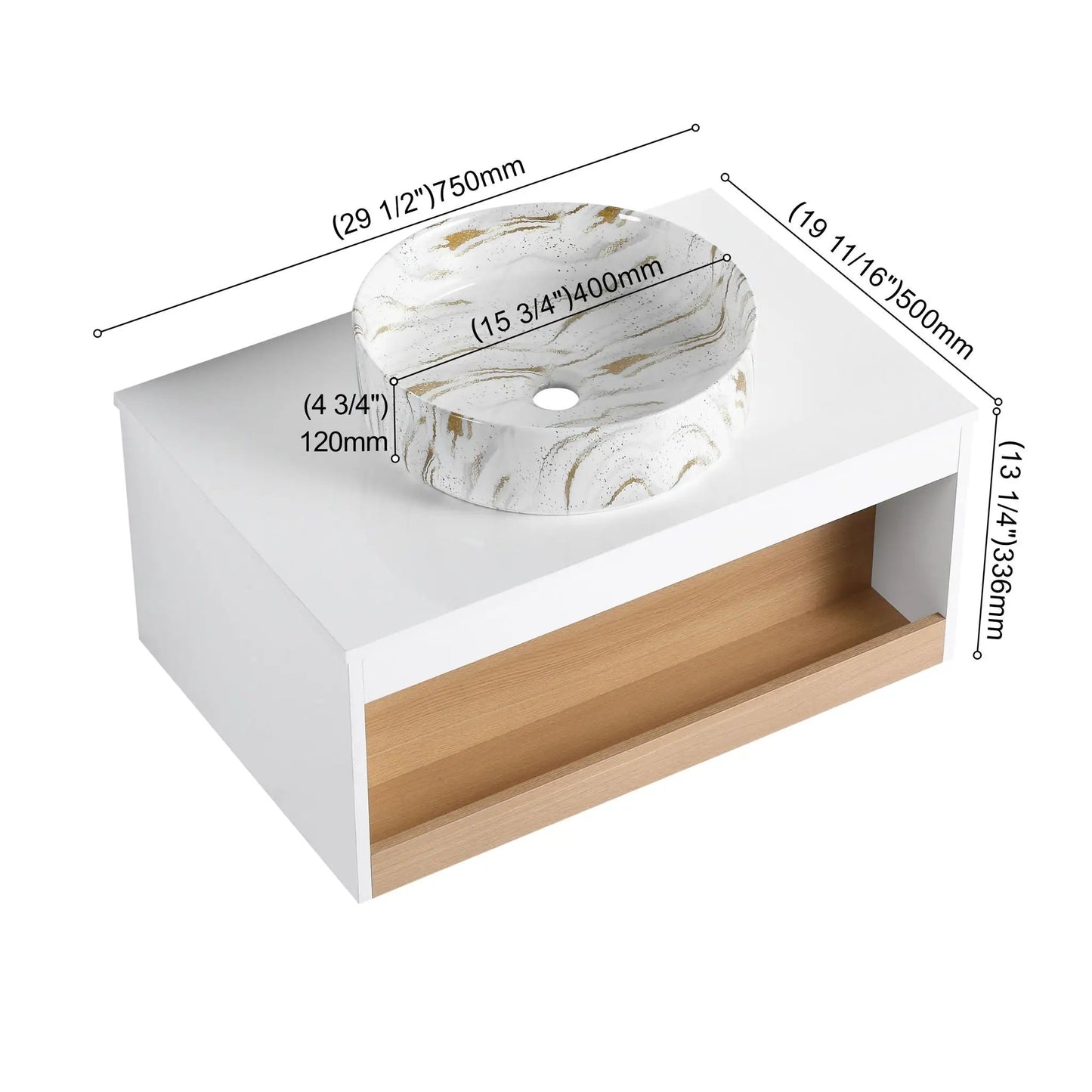 Floating Bathroom Vanity with Vessel Sink