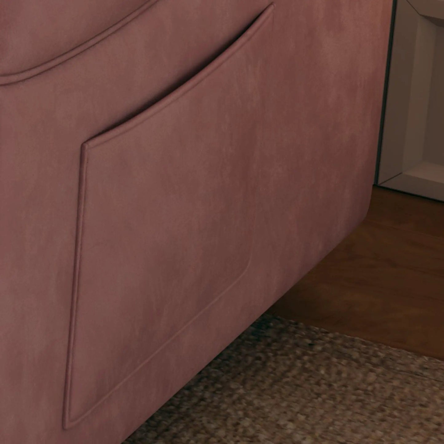 Sofa sleeper pink velvet with seam detail by Unique Piece Furniture, retractable queen bed on Tampa Home & Garden Store