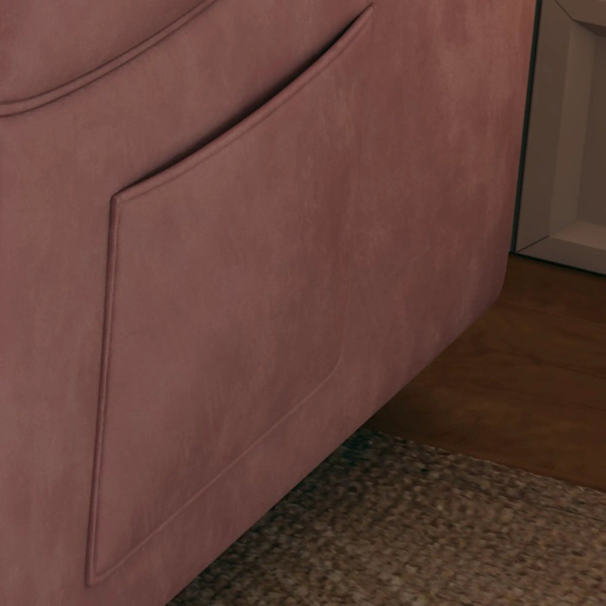 Sofa sleeper pink velvet with seam detail by Unique Piece Furniture, retractable queen bed on Tampa Home & Garden Store