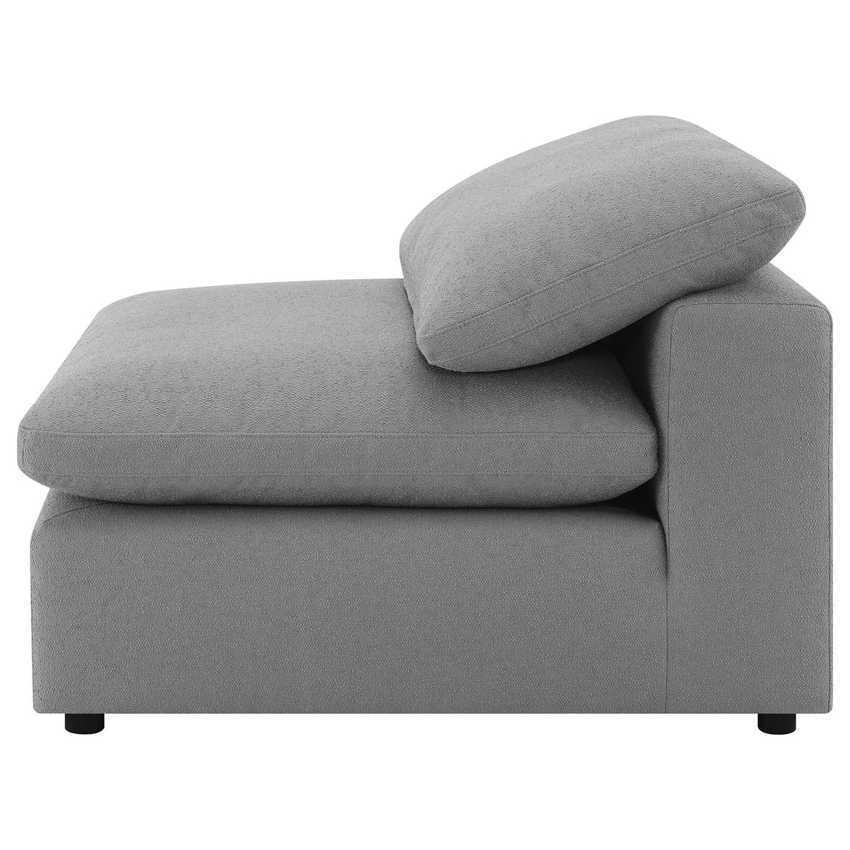Segoura 5 Piece Upholstered Modular Sectional gray fabric with reclined back pillows on Tampa Home & Garden Store