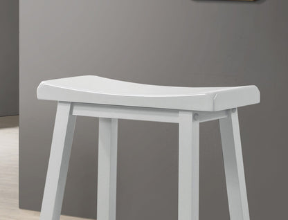 White curved-seat counter-height stool with rectangular legs from a small-space dining set on Tampa Home & Garden Store