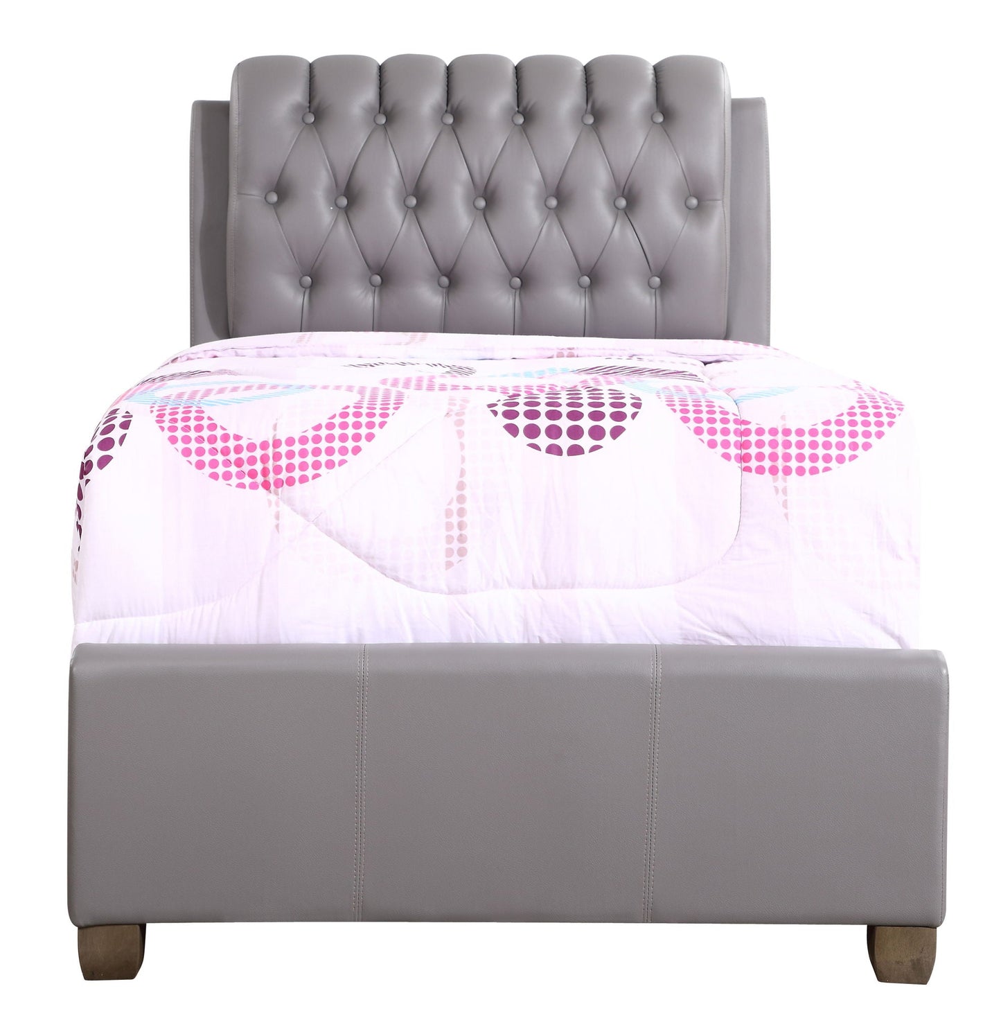 Tufted Upholstered Bed headboard in gray faux leather with button tufting by HouseOfZazla on Tampa Home & Garden Store