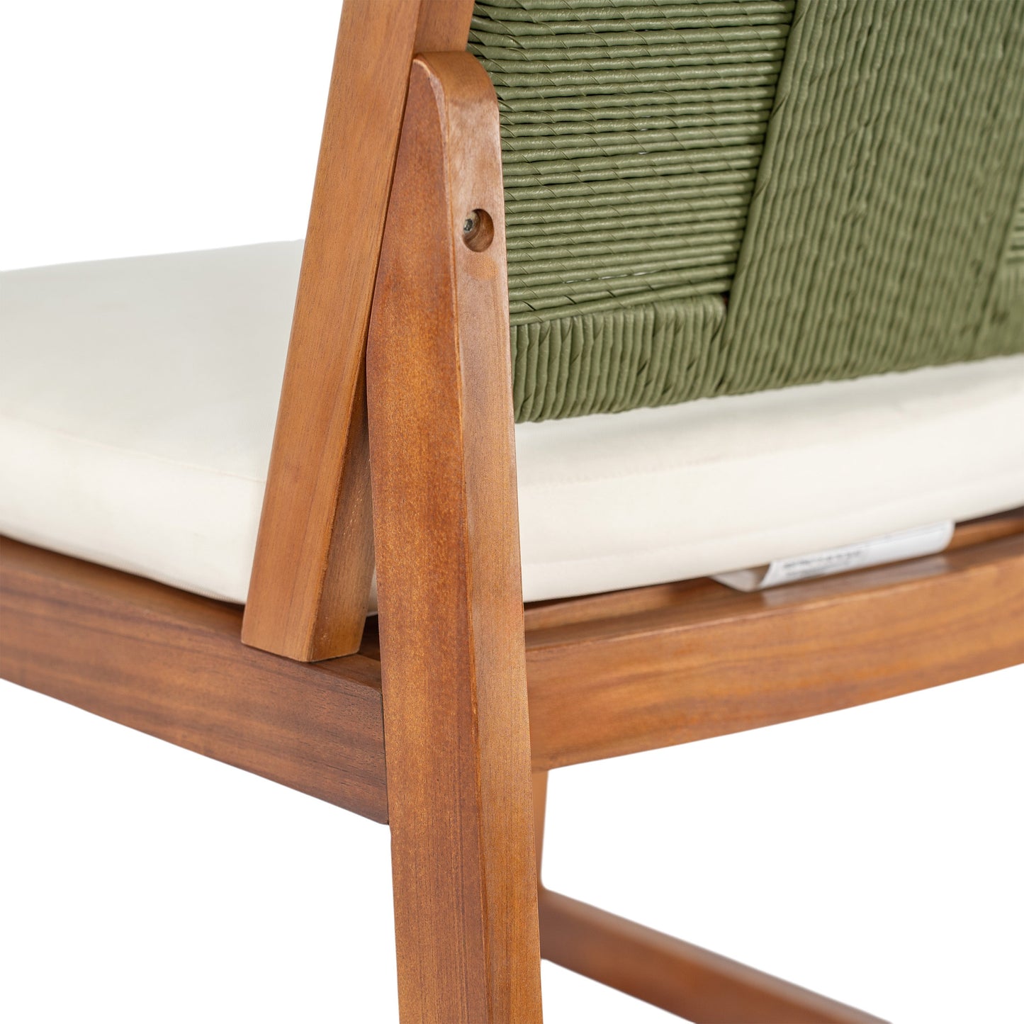 4-Piece Arly Green Outdoor Bar Stool Set, wooden frame with green woven seats on Tampa Home & Garden Store