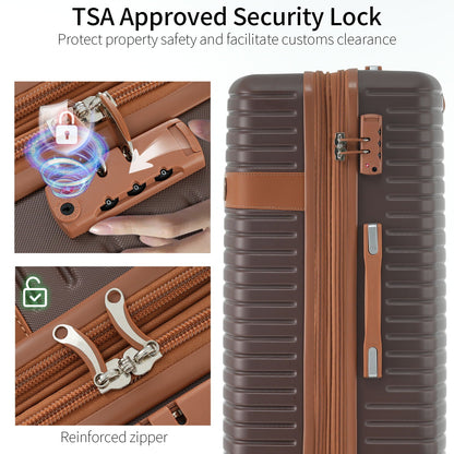 4 Piece Luggage Set by HouseOfZazla: brown hard-shell expandable with reinforced zipper and cubes on Tampa Home & Garden Store