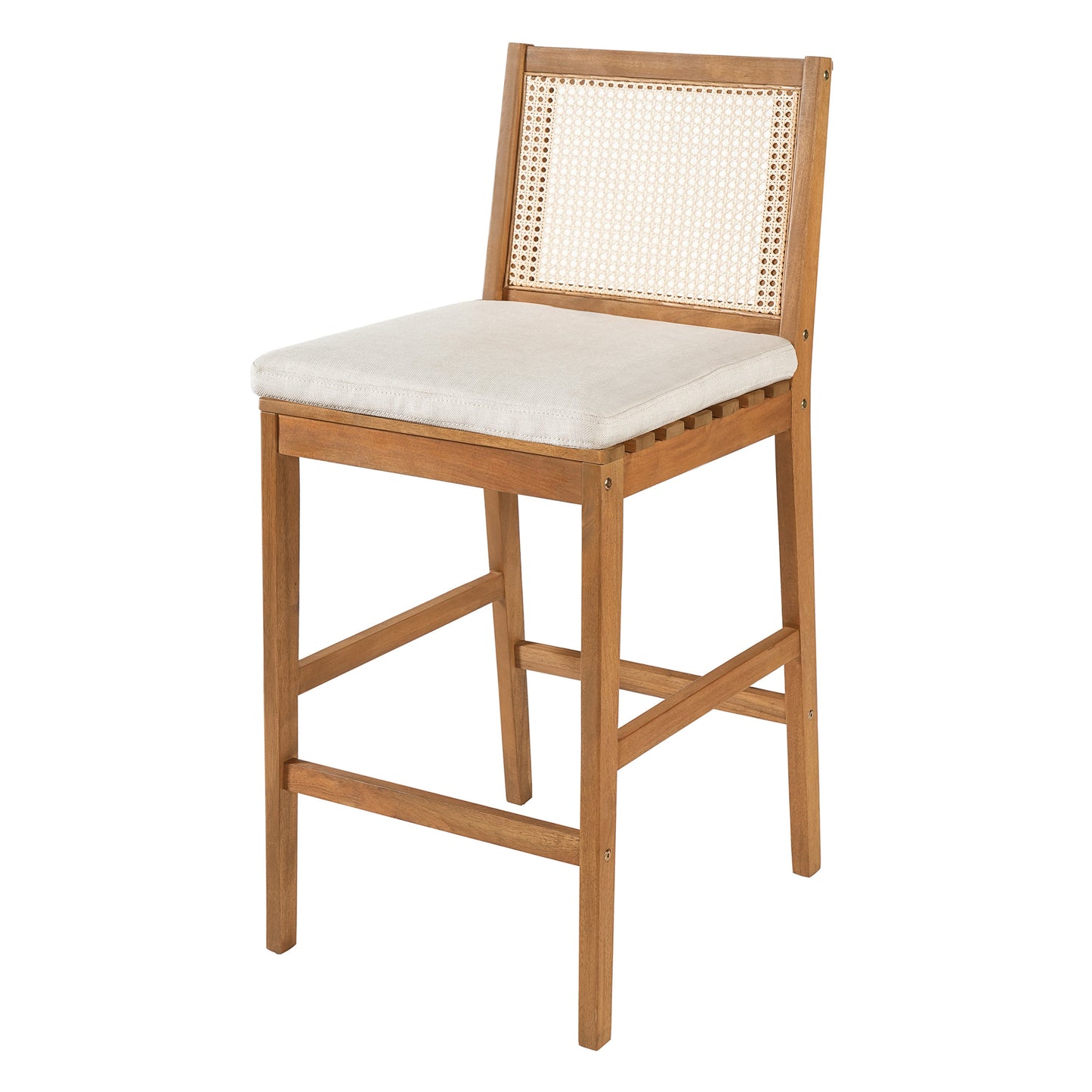 Kirkby Acacia Wood Outdoor Barstool with Cushion