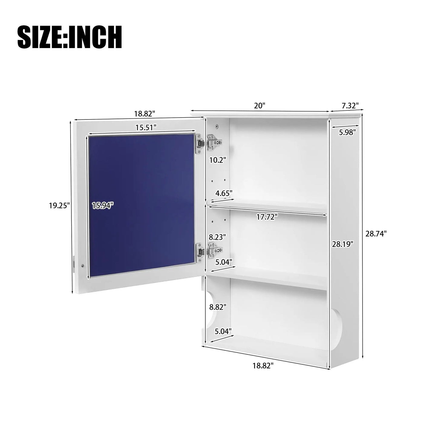 Wall Mounted Bathroom Cabinet with Mirror Hinges