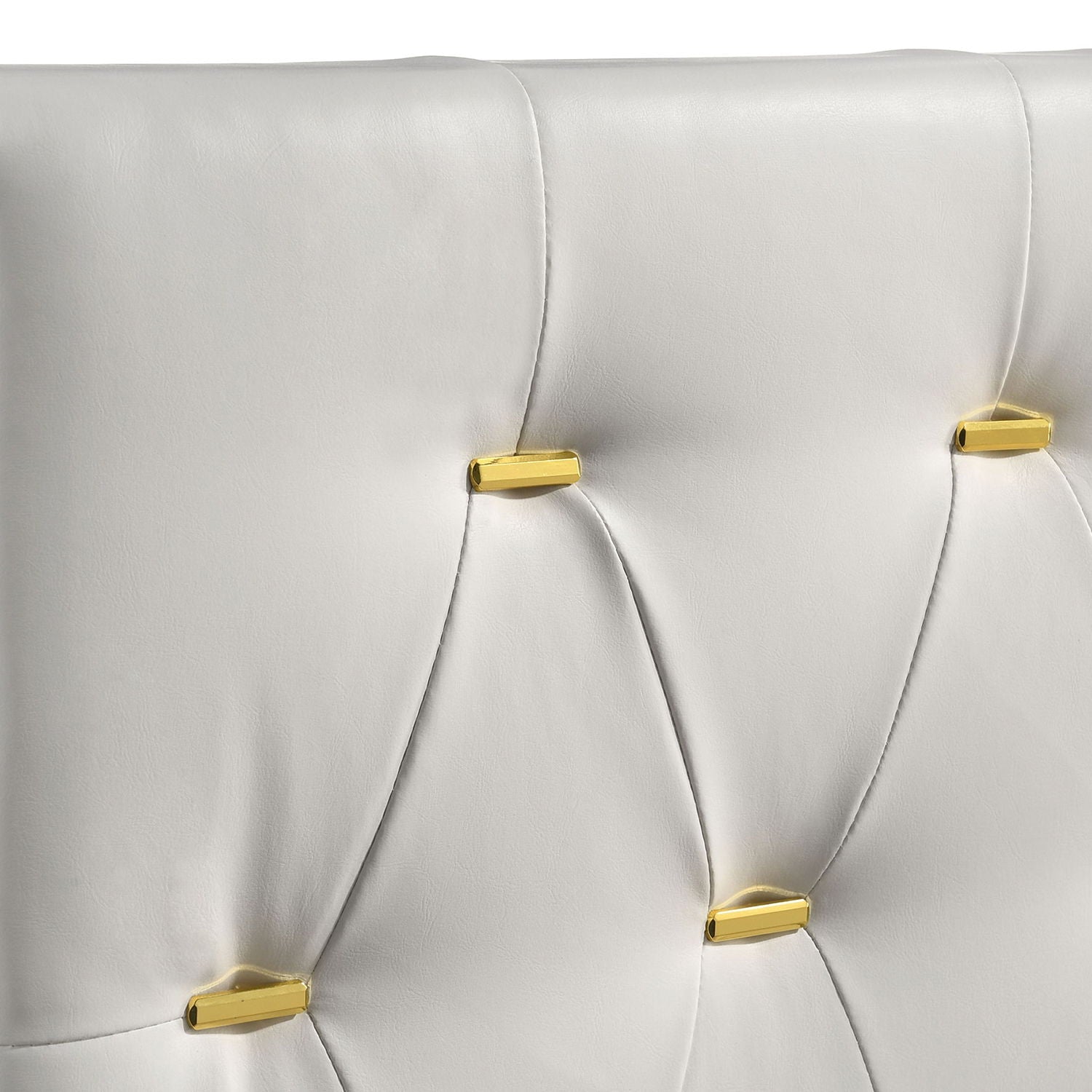 James - Panel Bed white upholstered bed with gold rectangular studs by HouseOfZazla on Tampa Home & Garden Store