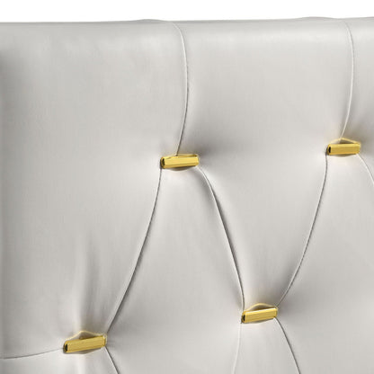 James - Panel Bed white upholstered bed with gold rectangular studs by HouseOfZazla on Tampa Home & Garden Store