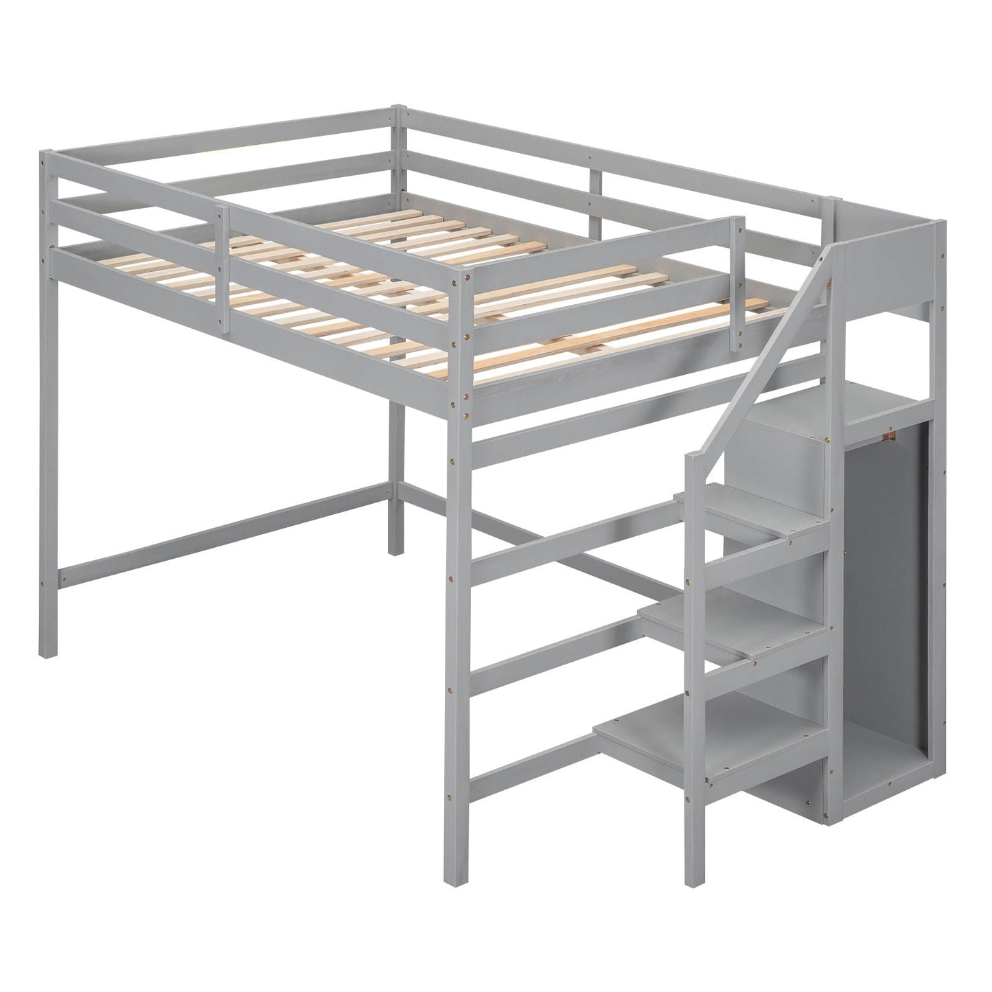 Loft bed with built-in storage wardrobe and staircase in grey by HouseOfZazla on Tampa Home & Garden Store