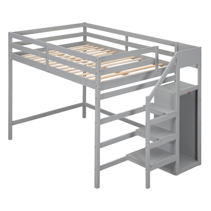 Loft bed with built-in storage wardrobe and staircase in grey by HouseOfZazla on Tampa Home & Garden Store