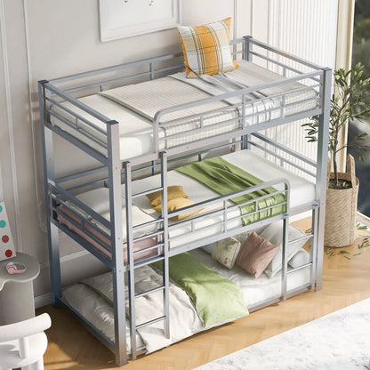 Triple Bunk Bed with Sturdy Construction