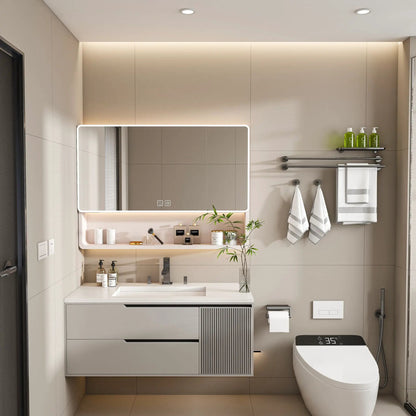 Aluminium Medicine Cabinet Mirror khaki with 3-color LED lighting and defogging on Tampa Home & Garden Store