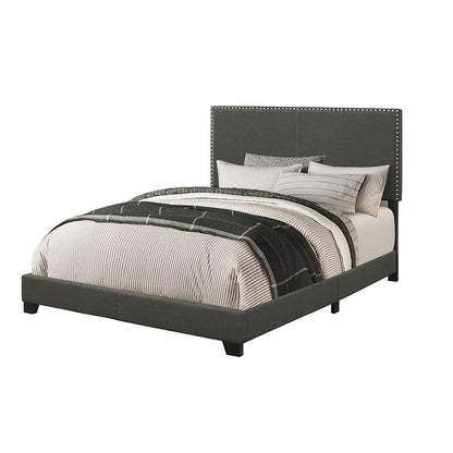 Queen Bed with Nailhead Trim Charcoal with dark legs HouseOfZazla on Tampa Home & Garden Store