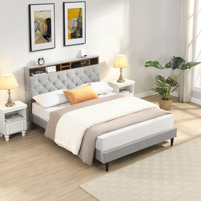 Modern Upholstered Bed Frame and Usb Ports