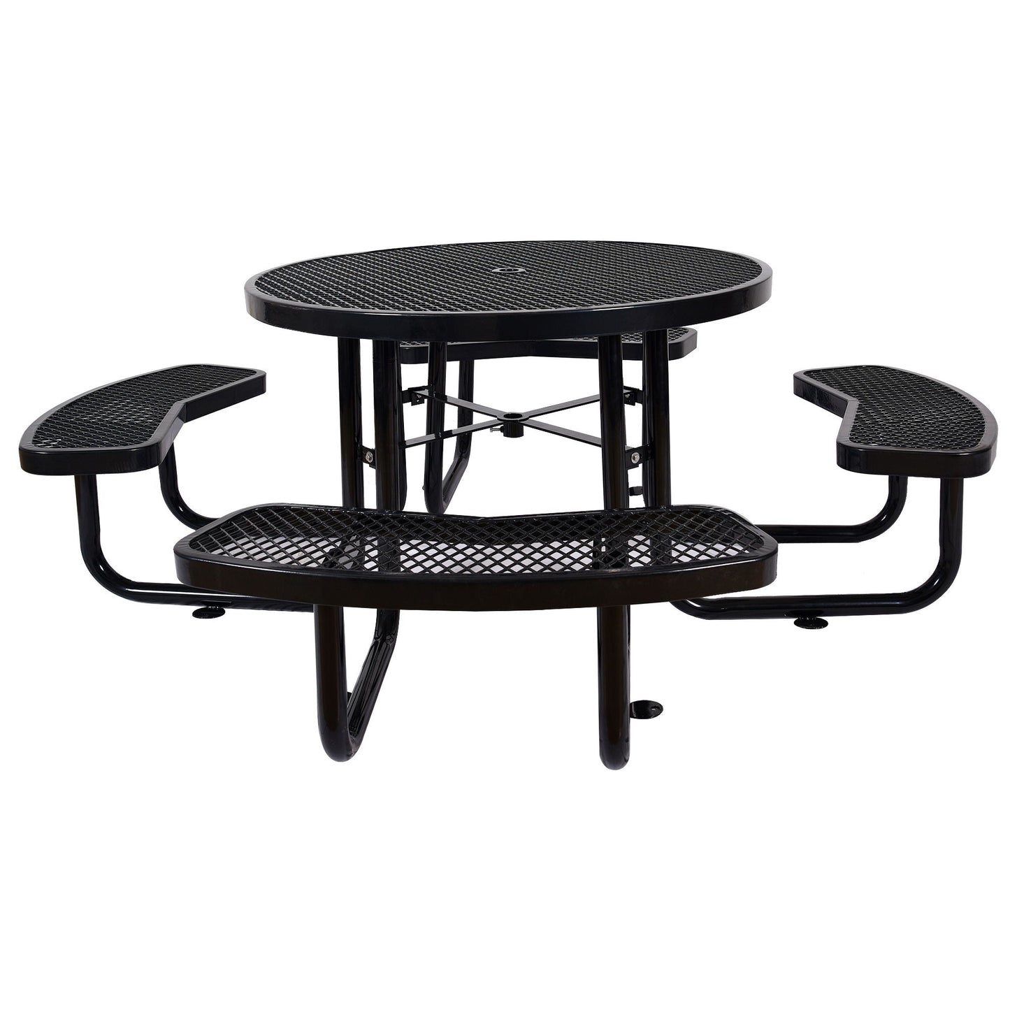 Round Outdoor Steel Picnic Table with Pole