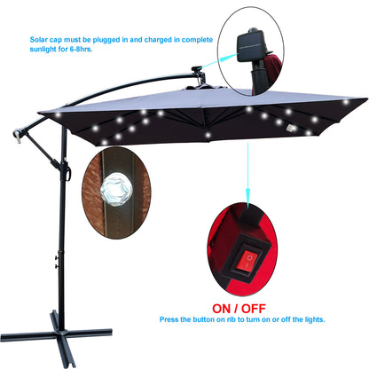 Square Patio Umbrella and Solar Led Lights