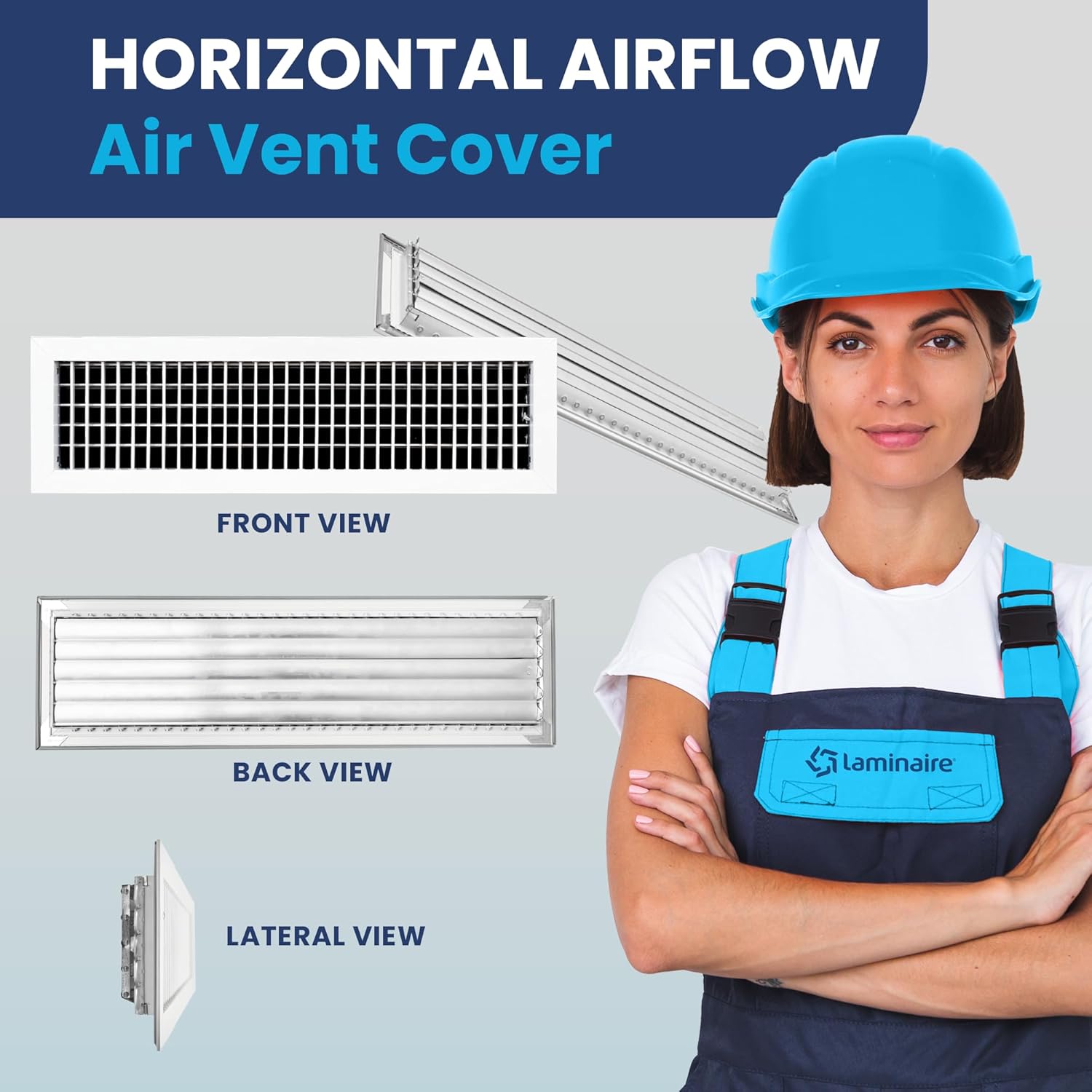 AC Register Vent Cover adjustable aluminum HVAC grille by HouseOfZazla; front and back views on Tampa Home & Garden Store