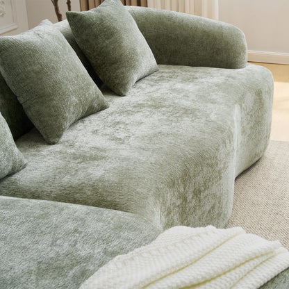Modular L-Shape Sectional Sofa With Curved Chaise in sage upholstery by HouseOfZazla on Tampa Home & Garden Store