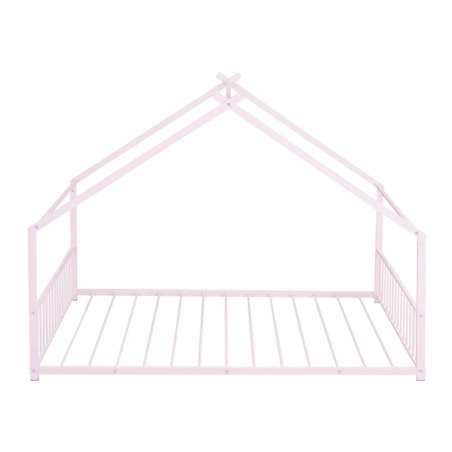 Metal House Bed frame in pale pink with canopy rails on Tampa Home & Garden Store